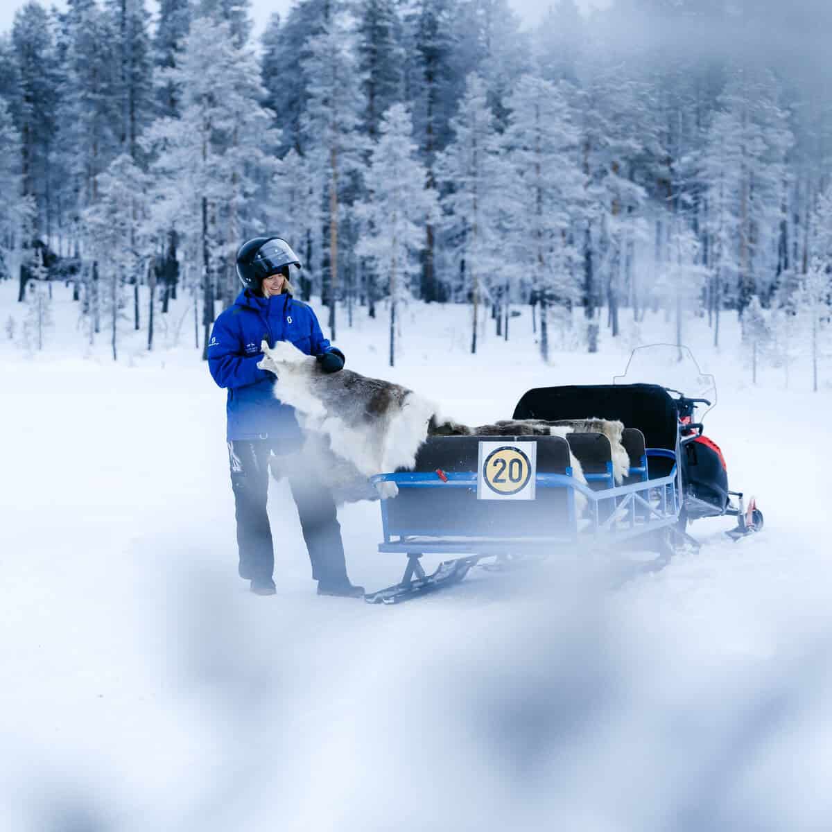 Lapland Safaris snowmobile sleigh driver